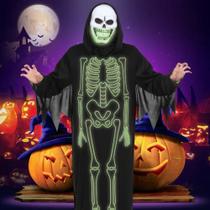 Fantasia Esqueleto Florescente 120cm Adulto Caveira Festas E Halloween