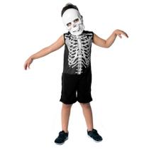 Fantasia Esqueleto Infantil com Máscara Festa dia das Bruxas