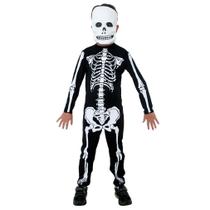 Fantasia Esqueleto Infantil Halloween Longa com Máscara