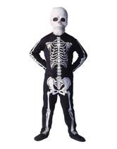 Fantasia Esqueleto Infantil Halloween Máscara Macacão Longo