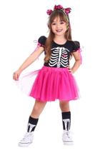 Fantasia Esqueleto Menina PINK - HALLOWEEN - QUIMERA KIDS Fantasia Esqueleto Menina PINK - HALLOWEEN - QUIMERA KIDS
