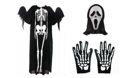 Fantasia Esqueleto Panico Caveira Infantil 3 Peças Halloween Fantasia Esqueleto Panico Caveira Infantil 3 Peças Halloween