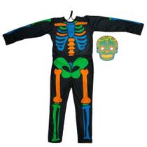 Fantasia Esqueleto Raio-X Infantil Osso Colorido Halloween