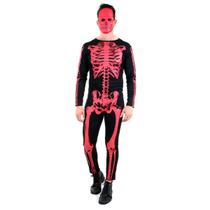 Fantasia Esqueleto Vermelho Adulto