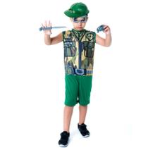 Fantasia Exército Soldado com Chapéu Infantil P M G GG - Toy Master
