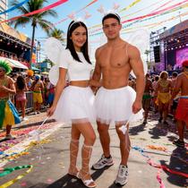 Fantasia Fada Adulto Feminina ou Masculina Kit Asa Borboleta Tiara Varinha e Saia 50 cm