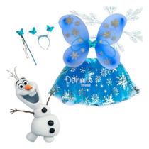 Fantasia Fada Infantil Princesa do Gelo Asa e Saia com Luz Led Princesa Carnaval Halloween