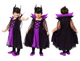 Fantasia Fada Negra Confort Halloween Infantil