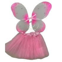 Fantasia Fada Princesa Rosa Feminina Asa Saia Fantasia Fada Princesa Rosa Feminina Asa Saia