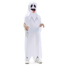 Fantasia Fantasma Boo Túnica Infantil com Capuz - Halloween