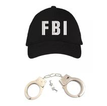 Fantasia FBI C/ Boné Bordado Branco e Algemas Fantasia FBI C/ Boné Bordado Branco e Algemas