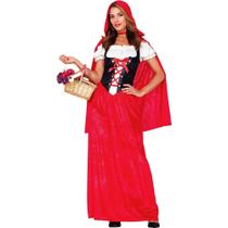Fantasia Feminina Adulta Chapeuzinho Vermelho Super Luxo Completa Vestido Longo Com Corselet e Capa de Veludo