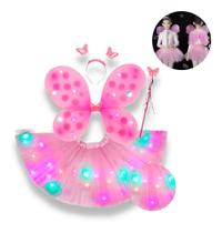 Fantasia Feminina Adulta Infantil Com Led Asas Varinha 40 Cm