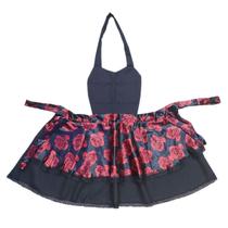 Fantasia Feminina Festa Halloween Avental Temático Caveira Mexicana e Morcego + Meia 7/8 Combinando Fantasia Feminina Festa Halloween Avental Temático Caveira Mexicana e Morcego + Meia 7/8 Combinando