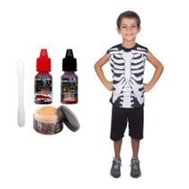 Fantasia Festa Halloween Esqueleto Pop c/ Maquiagem Terror