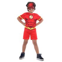 Fantasia Flash Curto Infantil - Liga da Justiça - Original Fantasia Flash Curto Infantil - Liga da Justiça - Original