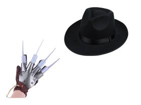 Fantasia freddy krueger garra e chapeu halloween festas