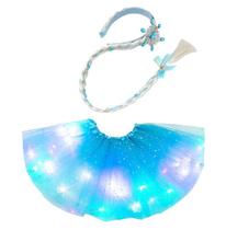 Fantasia frozen tiara trança e saia led festas Fantasia frozen tiara trança e saia led festas