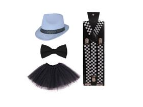 Fantasia Gangster Mafia Chapéu Suspensório Gravata Saia 4pçs