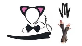 Fantasia gatinha gato preto carnaval halloween - 5pçs Fantasia gatinha gato preto carnaval halloween - 5pçs