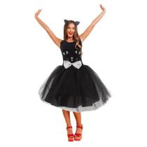 Fantasia Gatinha Preta Adulta Feminina de Halloween Vestido Orelhinha e Rabo Fantasia Gatinha Preta Adulta Feminina de Halloween Vestido Orelhinha e Rabo
