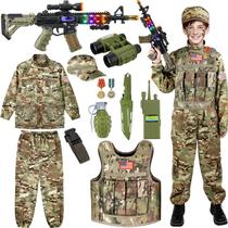 Fantasia GIFTINBOX Army para meninos com colete militar e acessórios para brinquedos. Fantasia GIFTINBOX Army para meninos com colete militar e acessórios para brinquedos.