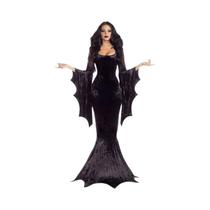 Fantasia Gótica De Bruxa Morticia Addams Para Adultos, Vestido Longo Com Manga De Morcego, Traje De Fantasia Gótica De Bruxa Morticia Addams Para Adultos, Vestido Longo Com Manga De Morcego, Traje De