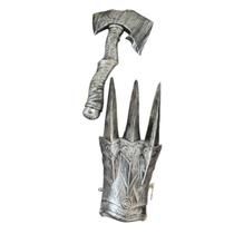 Fantasia Guerreiro Medieval Luva + Machadinha Prata Kit Fantasia Guerreiro Medieval Luva + Machadinha Prata Kit