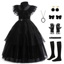 Fantasia Gunaniti Black Dress Up para meninas, festa de aniversário de 3 a 12 anos Fantasia Gunaniti Black Dress Up para meninas, festa de aniversário de 3 a 12 anos