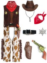 Fantasia GZ-LAOPAITOU Cowboy para meninos, 8 peças de cosplay de Halloween Fantasia GZ-LAOPAITOU Cowboy para meninos, 8 peças de cosplay de Halloween