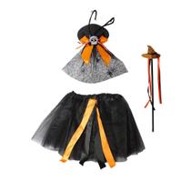 Fantasia Halloween Adulta Feminina Barata Kit Bruxa Com Saia Varinha e Chapeu - Fantasias Carol QF