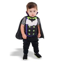 Fantasia Halloween Bebe Menino Roupa Vampiro Com Capa e Jabo