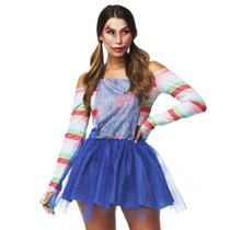 Fantasia Halloween Boneca Mal Assassina Mulher Zumbi Adulta