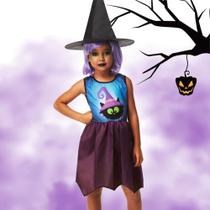 Fantasia Halloween Bruxinha Infantil Vestido Bruxa Felicia