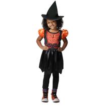 Fantasia Halloween Bruxinha Sabrina Laranja Infantil Menina - Fantasias Super