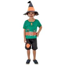Fantasia Halloween Bruxo Menino Infantil com Chapéu Roupa de Bruxo para Menino Anjo 307