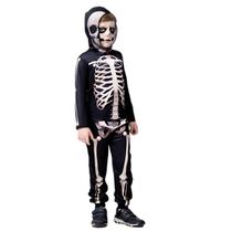 Fantasia Halloween Caveira Esqueleto Infantil Menino Longa