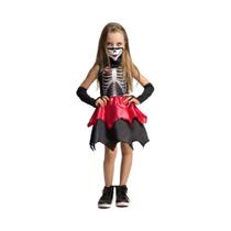 Fantasia Halloween Caveira Máscara Ninja Menina Infantil