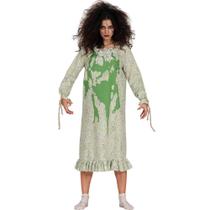 Fantasia Halloween de Terror Feminina Cosplay Exorcista Regan MacNeil Camisola Verde com Vomito