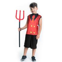 Fantasia Halloween Diabo Infantil Macacão Curto c/ Tridente Fantasia Halloween Diabo Infantil Macacão Curto c/ Tridente