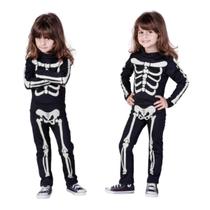 Fantasia Halloween Esqueleta Infantil Manga Longa Feminino Fantasia Halloween Esqueleta Infantil Manga Longa Feminino