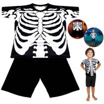 Fantasia Halloween Esqueleto Caveira Infantil Dia Das Bruxas