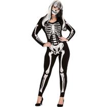 Fantasia Halloween Esqueleto Feminina Caveira Mexicana Adulta Macacão Classico Dia das Bruxas de Luxo Fantasia Halloween Esqueleto Feminina Caveira Mexicana Adulta Macacão Classico Dia das Bruxas de Luxo