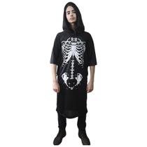 Fantasia Halloween Esqueleto Scary Boy Preta com Capuz Fantasia Halloween Esqueleto Scary Boy Preta com Capuz