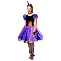 Fantasia Halloween Feminina Bruxa Luxo + Chapéu XGG 48 - 50 Fantasia Halloween Feminina Bruxa Luxo + Chapéu XGG 48 - 50