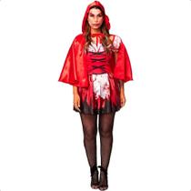 Fantasia Halloween Feminina Chapeuzinho Vermelho Adulta Zumbi Sangrenta Com Capuz Fantasia Halloween Feminina Chapeuzinho Vermelho Adulta Zumbi Sangrenta Com Capuz