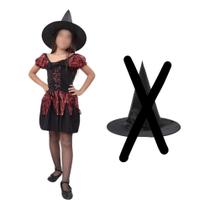 Fantasia Halloween Feminina Infantil Bruxinha Vestido de Bruxa Feiticeira Brilho Carnaval Noite do Terror Festa de Zumbi