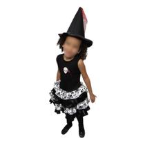 Fantasia Halloween Feminina Infantil Bruxinha Vestido de Bruxa Feiticeira Carnaval Fantasia Halloween Feminina Infantil Bruxinha Vestido de Bruxa Feiticeira Carnaval