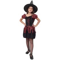 Fantasia Halloween Infantil Bruxinha Com Chapeu Vestido de Bruxa Malvada Feiticeira Brilho Carnaval