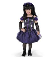 Fantasia Halloween Infantil de Luxo Noiva Dark Com Tiara Veu e Luva